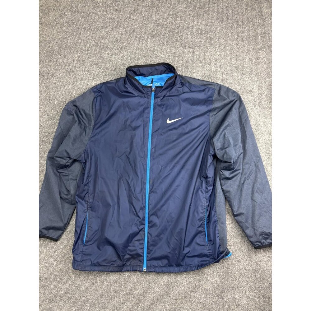 Nike Golf Jacket Mens XL Blue Full Zip Windbreaker Lenovo Logo Lightweight Lined